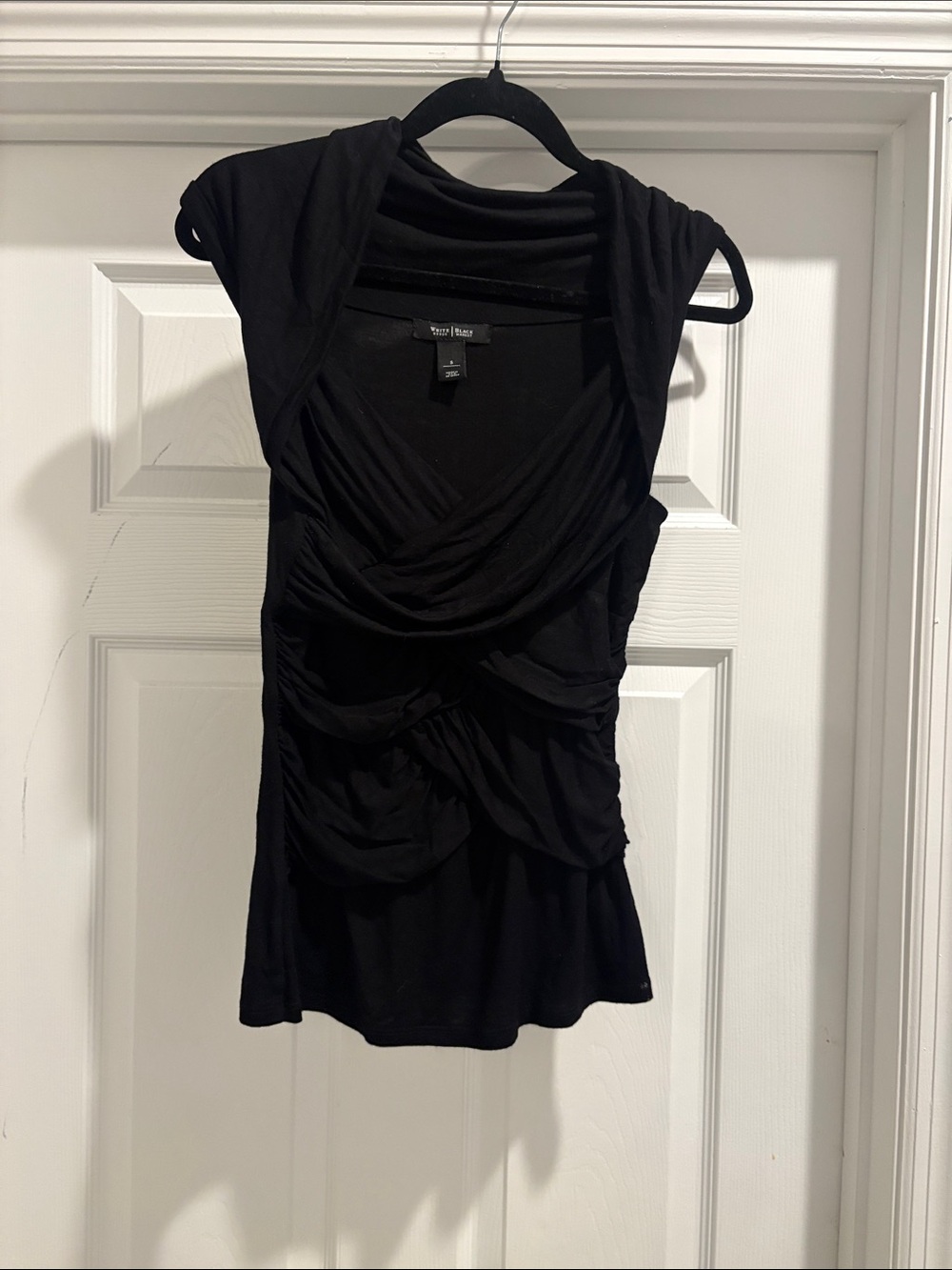 White House Black Market Black Draped Sleeveless Tank Top